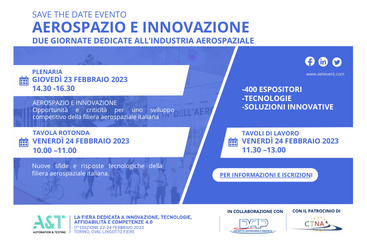 SAVE THE DATE: AEROSPAZIO E INNOVAZIONE